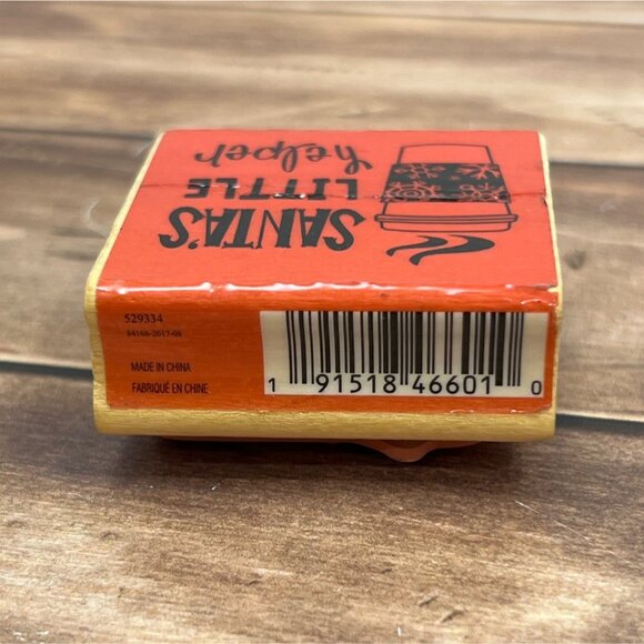 CRAFTSMART 529334 SANTAS LITTLE HELPER COFFEE WOOD MOUNTED RUBBER STAMP - Picture 3 of 4